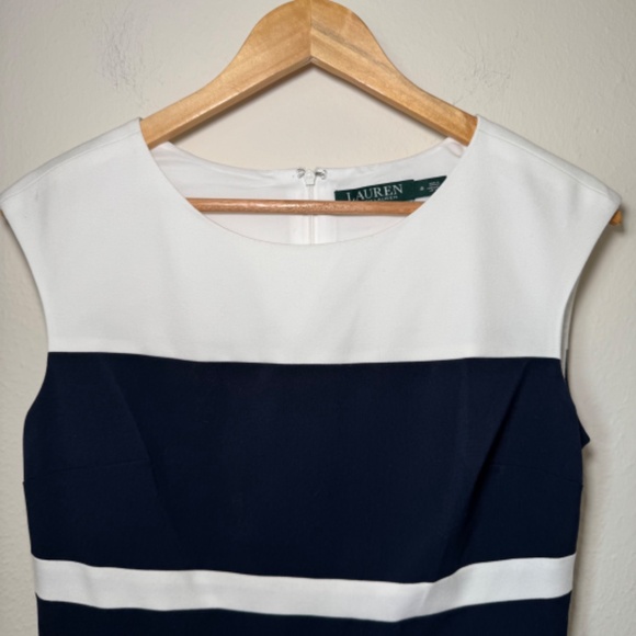 Lauren Ralph Lauren Dress Women's Size 8 Blue White Striped Sleeveless Preppy - Picture 2 of 8